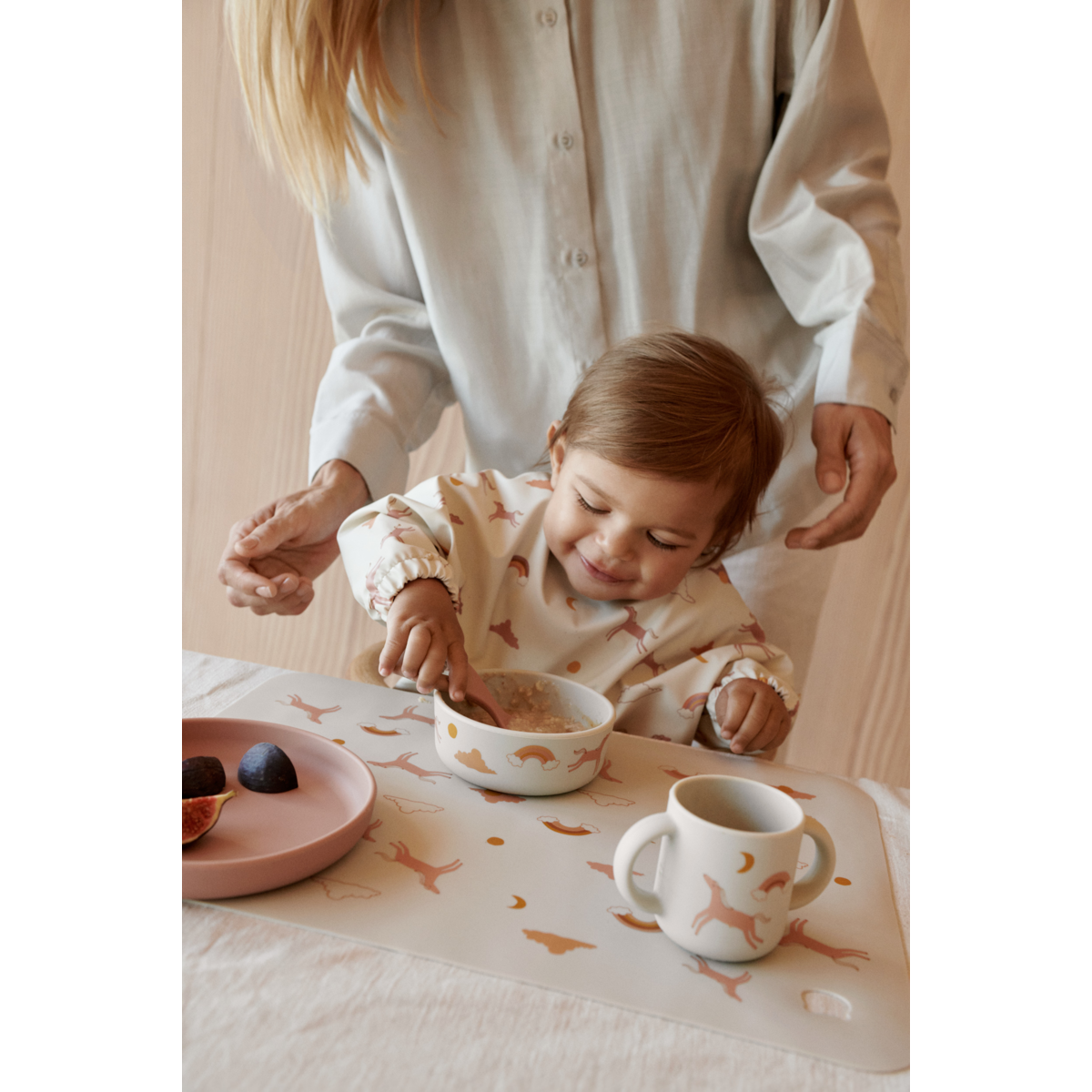 Liewood Set de Vaisselle en Silicone VIVI - Dream / Ecru - Ensemble de vaisselle