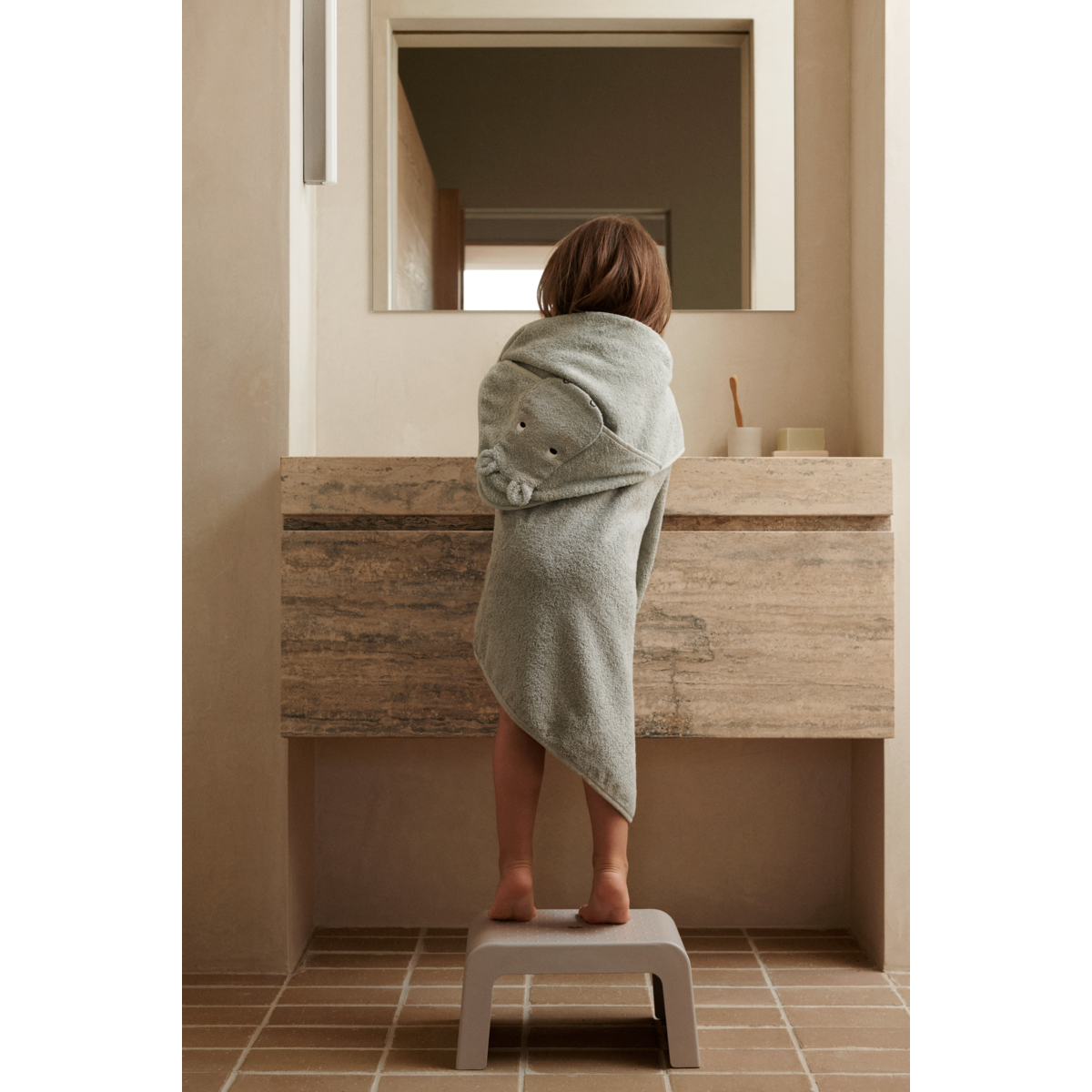 Liewood Albert Hooded Baby Towel - Hippo dove blue - TOWEL / WASHCLOTH