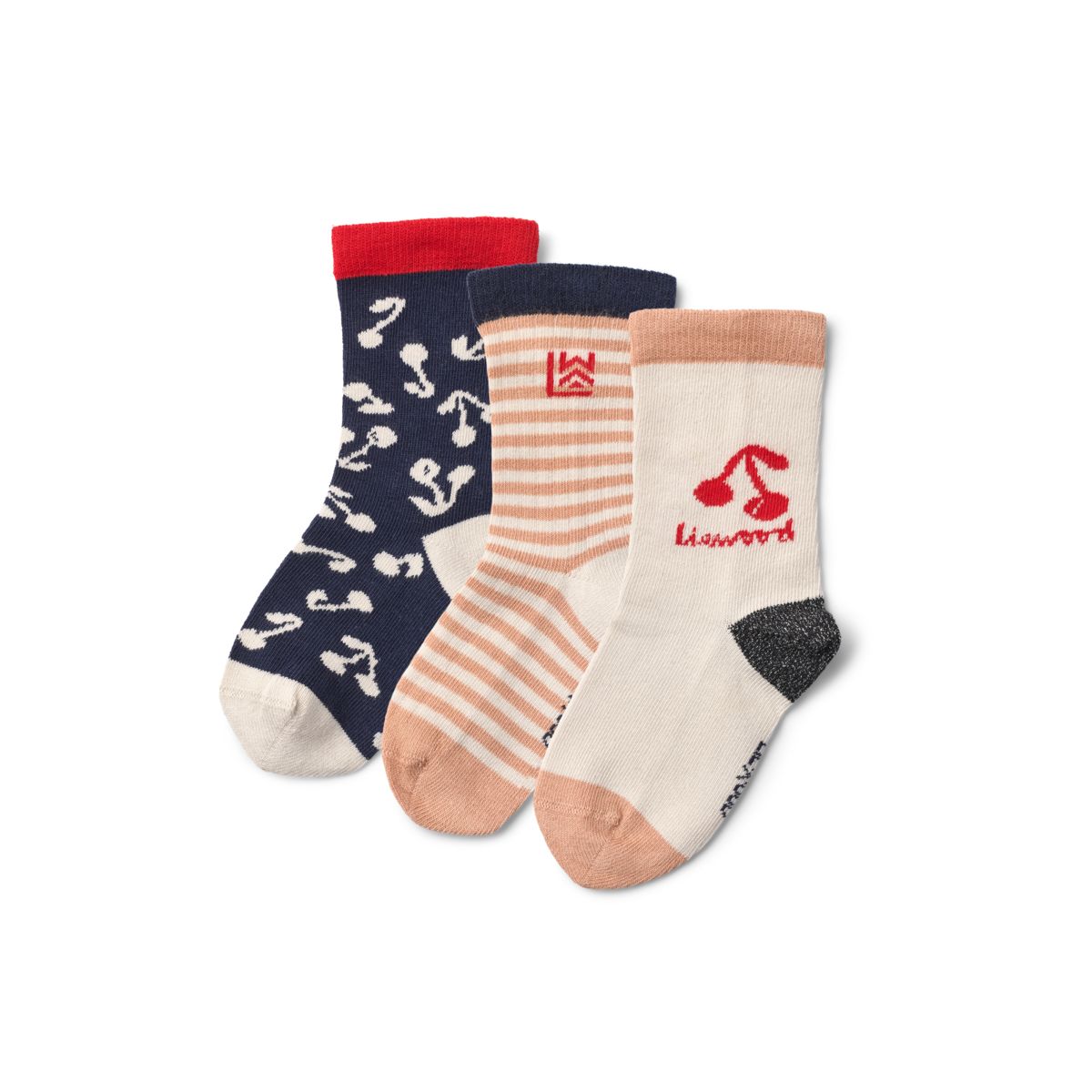 Liewood Paires de Chaussettes SILAS, Lot de 3 - Cherry blossom / Classic navy - Chaussettes/Bas