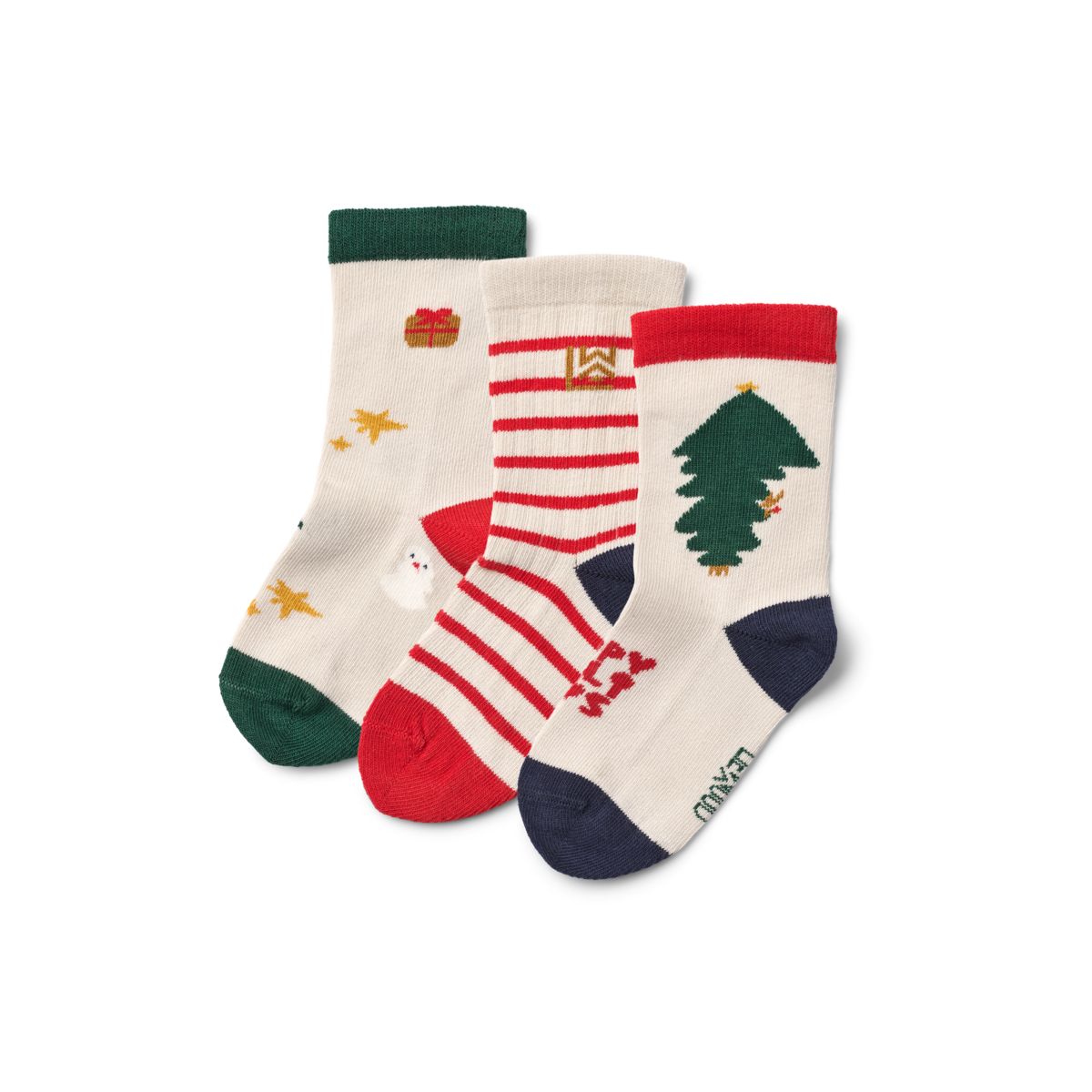 Liewood Silas Socks 3-Pack - Holiday / Sandy - SOCKS/STOCKINGS