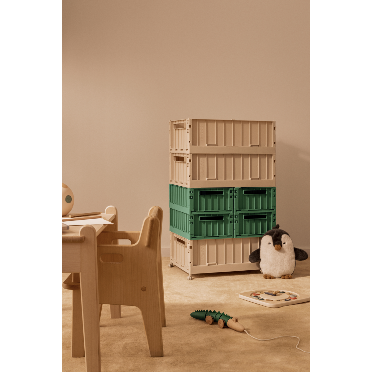 Liewood Coffre de Rangement WESTON Taille L avec Roulettes - Sandy - Boîtes de rangement