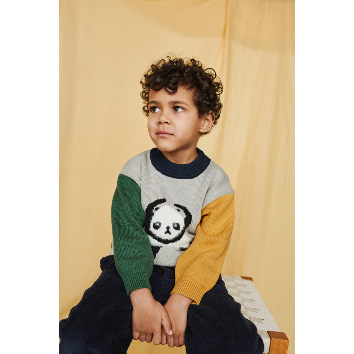 Pull en Maille Brodé ORLAN - Panda / Mist / Classic navy multi mix