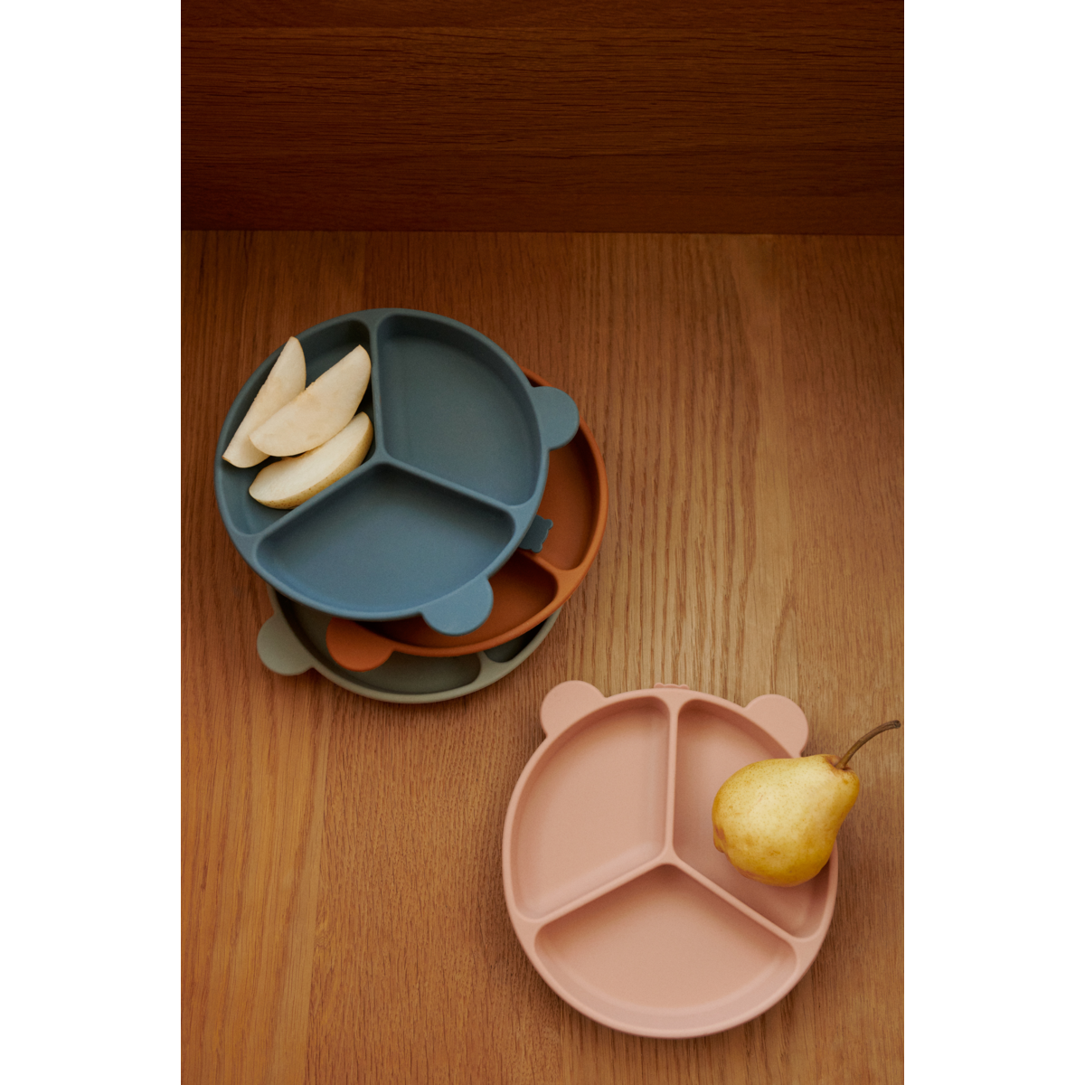 Liewood Lot de 2 assiettes à compartiment Stacy - Sea blue / Whale blue - Assiettes