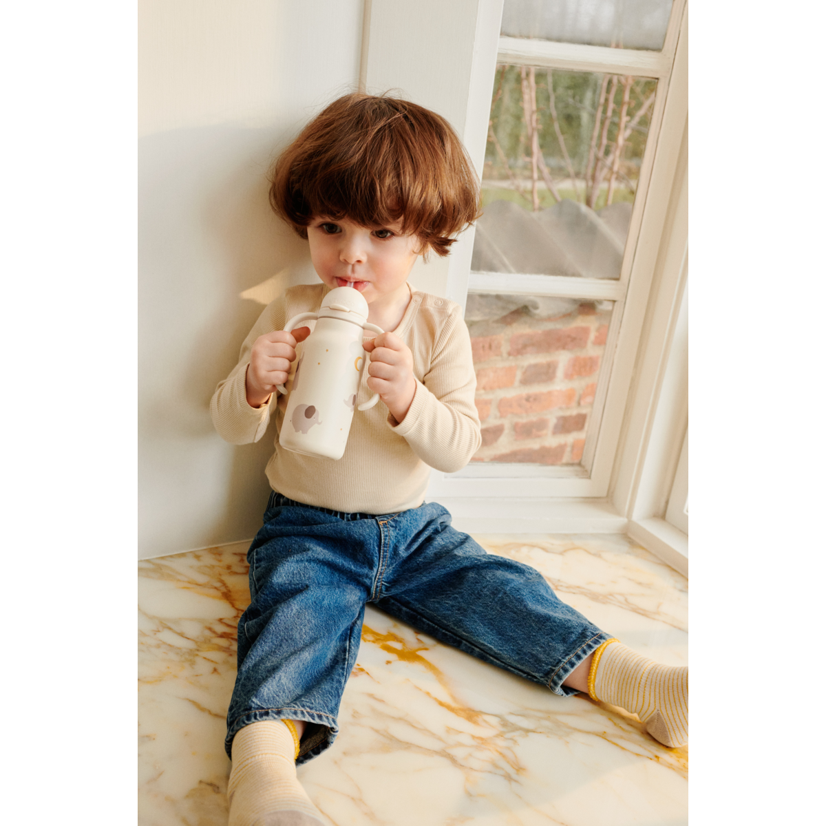 Liewood Bouteille à Imprimé KIMMIE 250 ml - Elephant / Creme de la creme - Goude eau