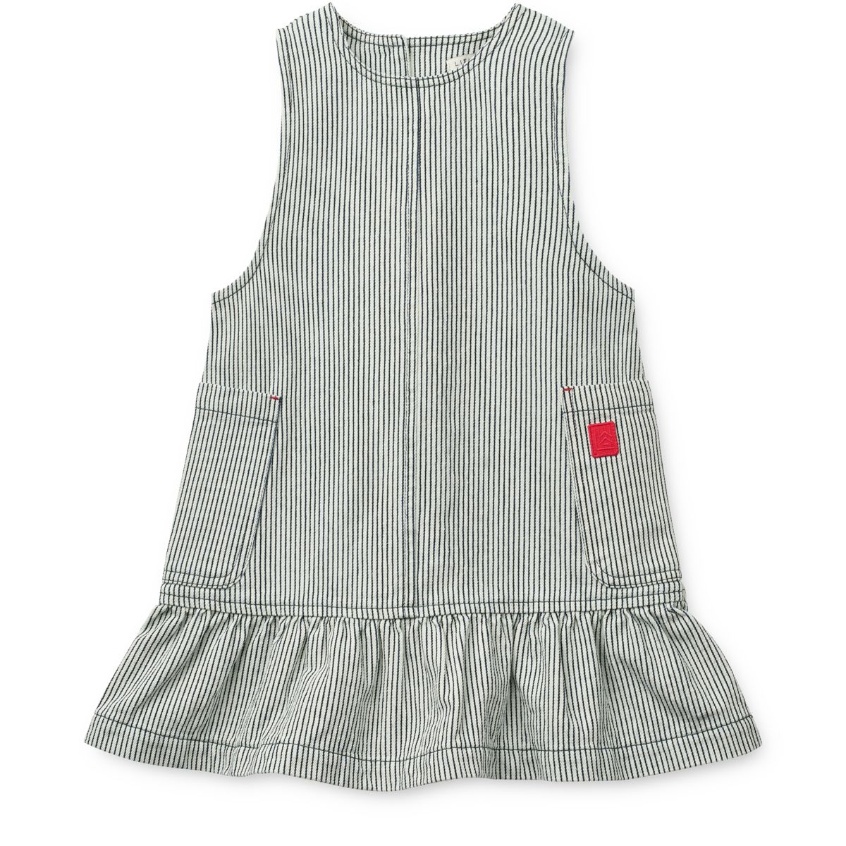 Liewood Robe en Jean à Volants et à Rayures ANGELICA - Classic navy / Creme de la creme - Robe