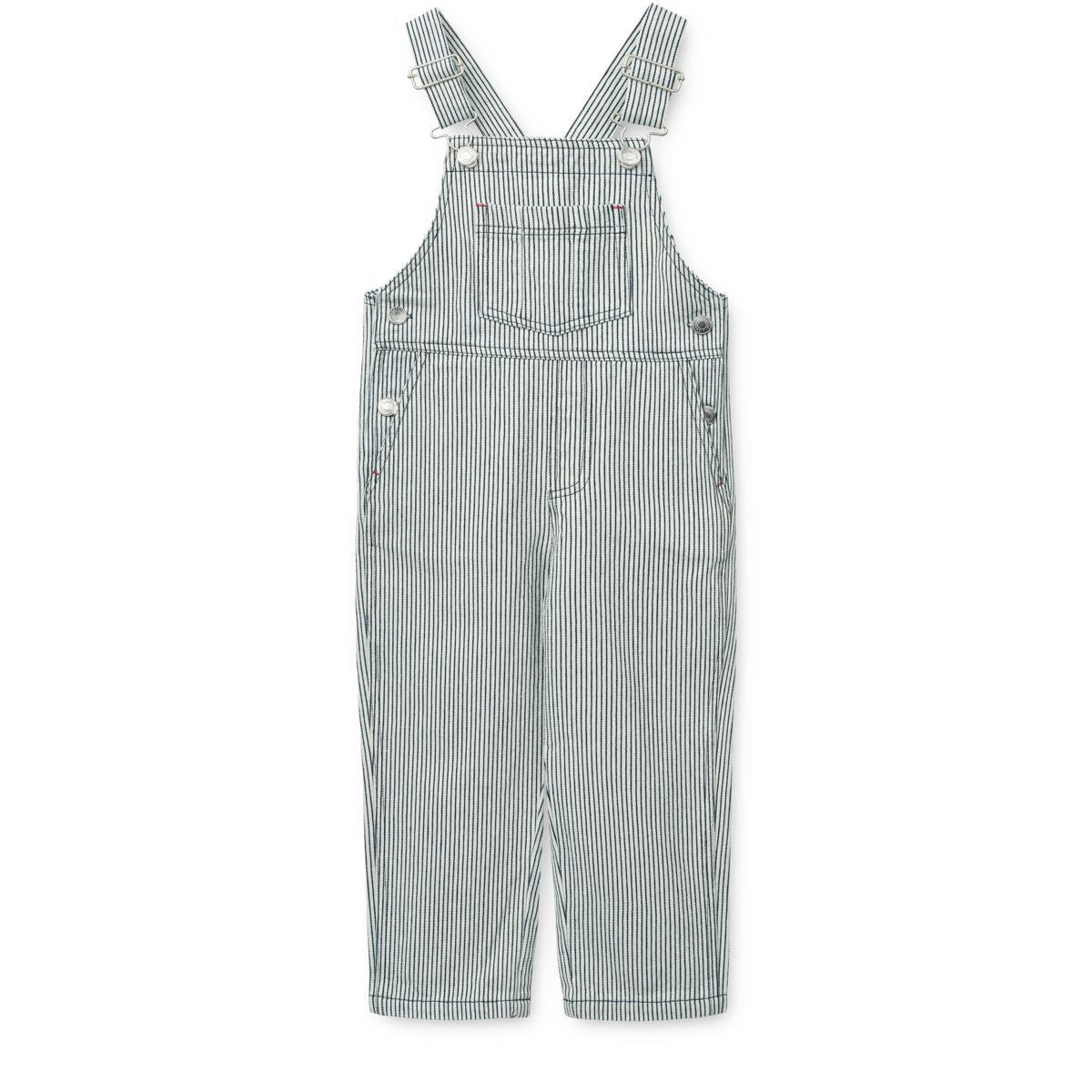 Liewood Delani Striped Denim Dungarees - Classic navy / Creme de la creme - DUNGAREE