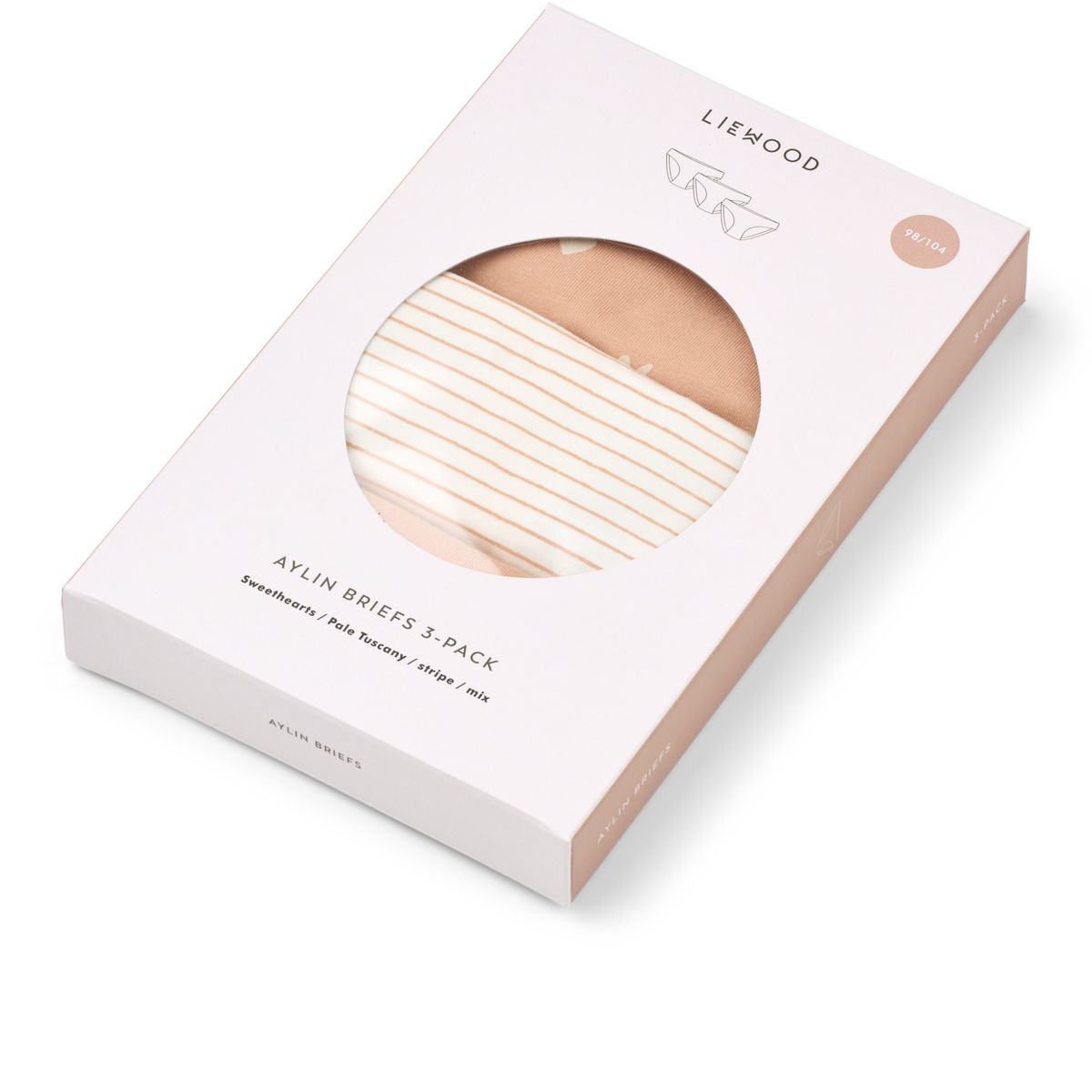 Liewood Slips AYLIN, Lot de 3 - Sweethearts / Pale tuscany / stripe / heart / mix - Slips