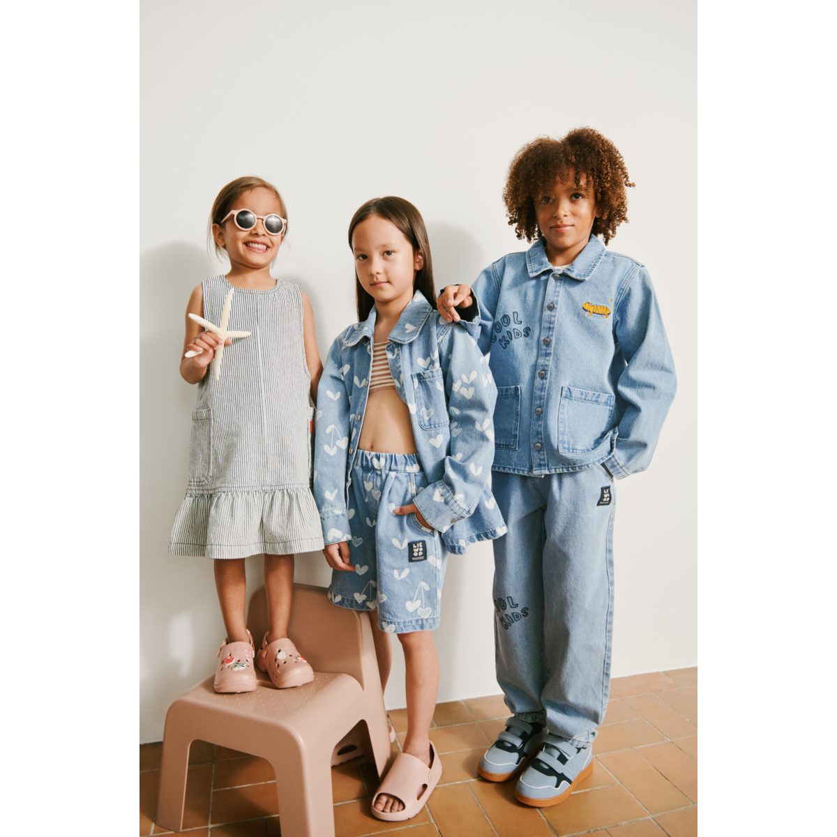 Liewood Robe en Jean à Volants et à Rayures ANGELICA - Classic navy / Creme de la creme - Robe