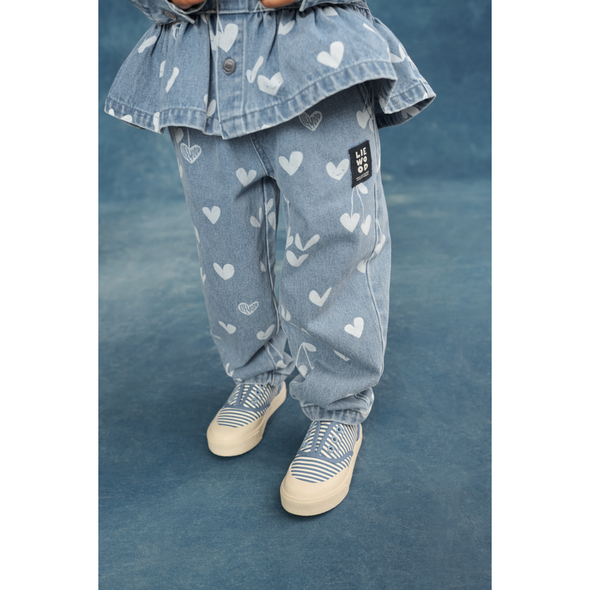 Liewood Borris Printed Denim Trousers - Sweethearts / light blue denim - PANTS