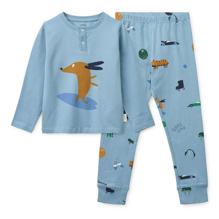 Liewood Ensemble de Pyjama à Imprimé WILHELM - Dog / fun / beach blue / mix - Ensemble pyjama