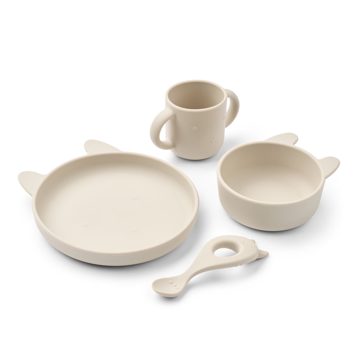 Liewood Coffret repas en silicone Vivi - Rabbit sandy - Ensemble de vaisselle
