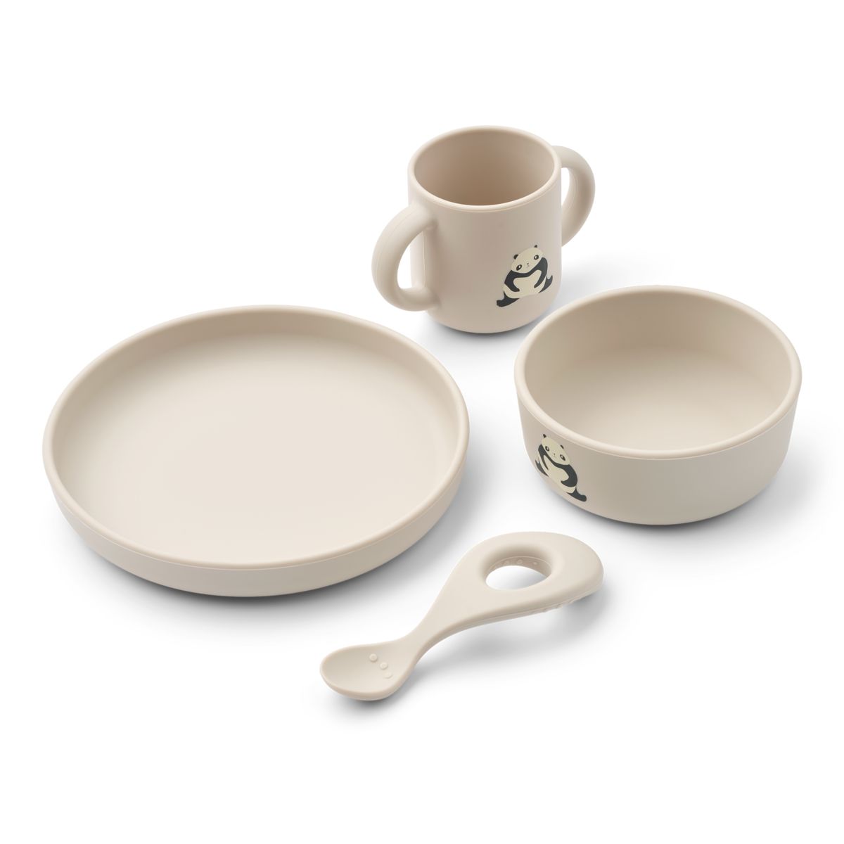 Liewood Set de Vaisselle en Silicone VIVI - Panda / Sandy - Ensemble de vaisselle