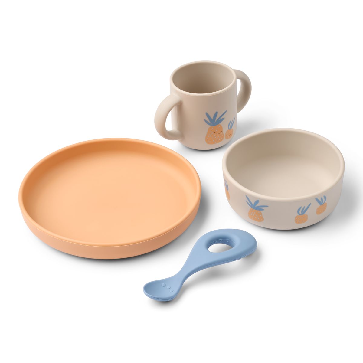 Set de Vaisselle en Silicone VIVI - Pineapple / Sandy
