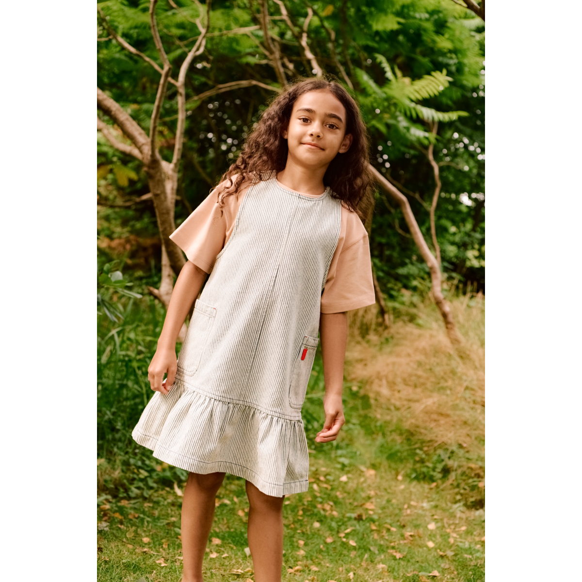 Liewood Robe en Jean à Volants et à Rayures ANGELICA - Classic navy / Creme de la creme - Robe