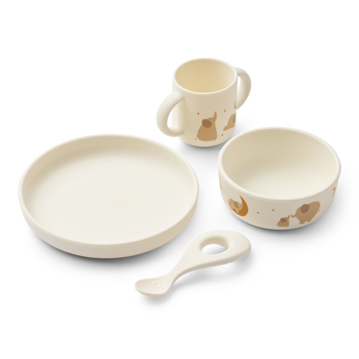 Set de Vaisselle en Silicone VIVI - Elephant / Creme de la creme