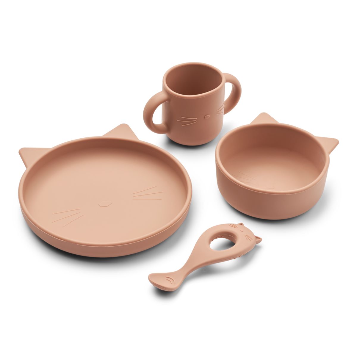 Liewood Coffret repas en silicone Vivi - Cat dark rose - Ensemble de vaisselle