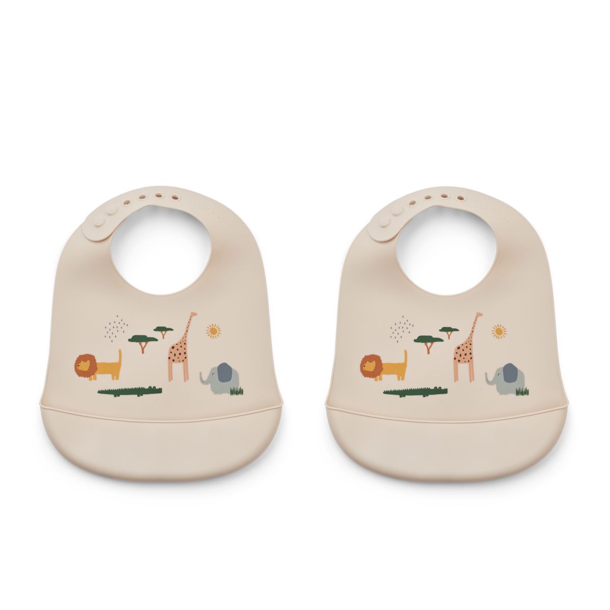 Liewood Lot de 2 bavoirs en silicone Tilda - Safari sandy mix - Bavoir