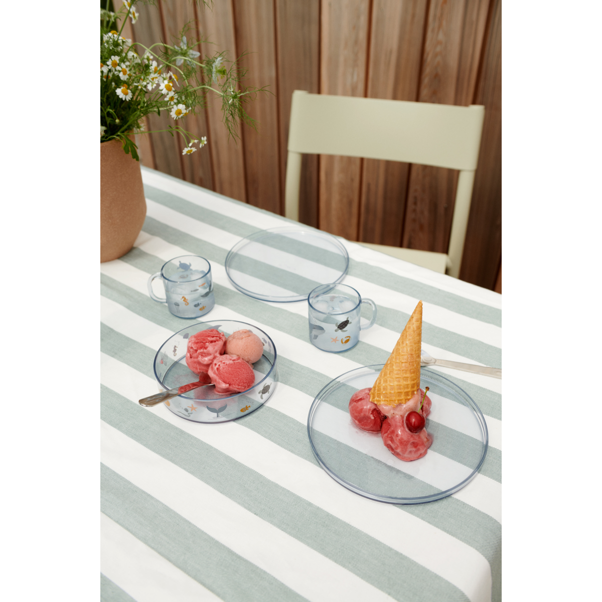 Liewood Set de table en Tritan imprimé Siva - Sea creature / Sandy - Ensemble de vaisselle