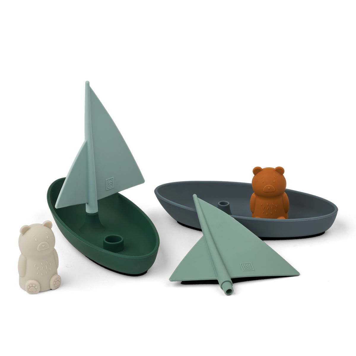 Liewood Lot de 2 bateaux-jouets Ensley - Whale blue multi mix - Jouet de bain