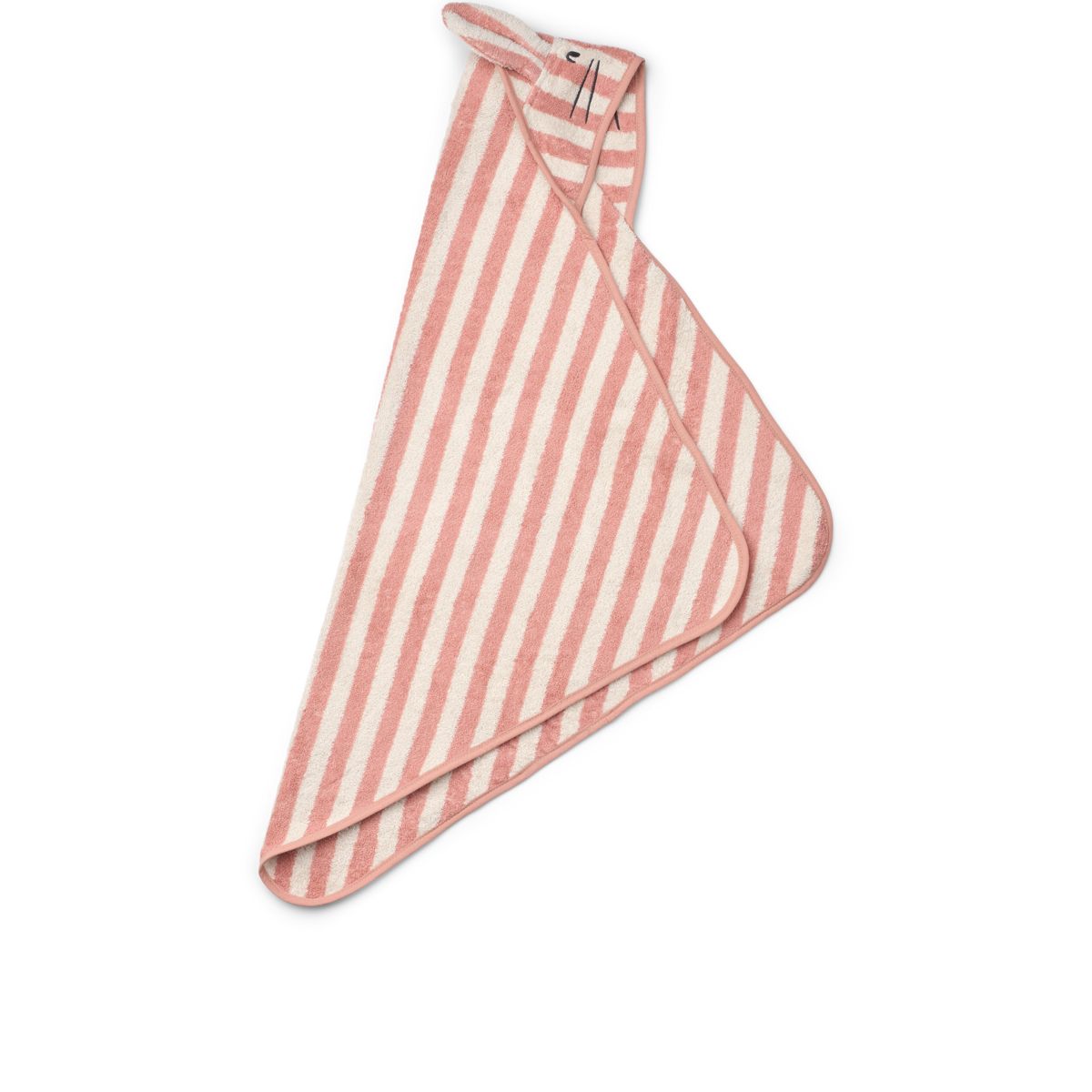 Liewood Serviette de Bain Bébé à Capuche ALBERT - Coral blush / creme de la creme stripe - Serviettes / Gants de toilettes