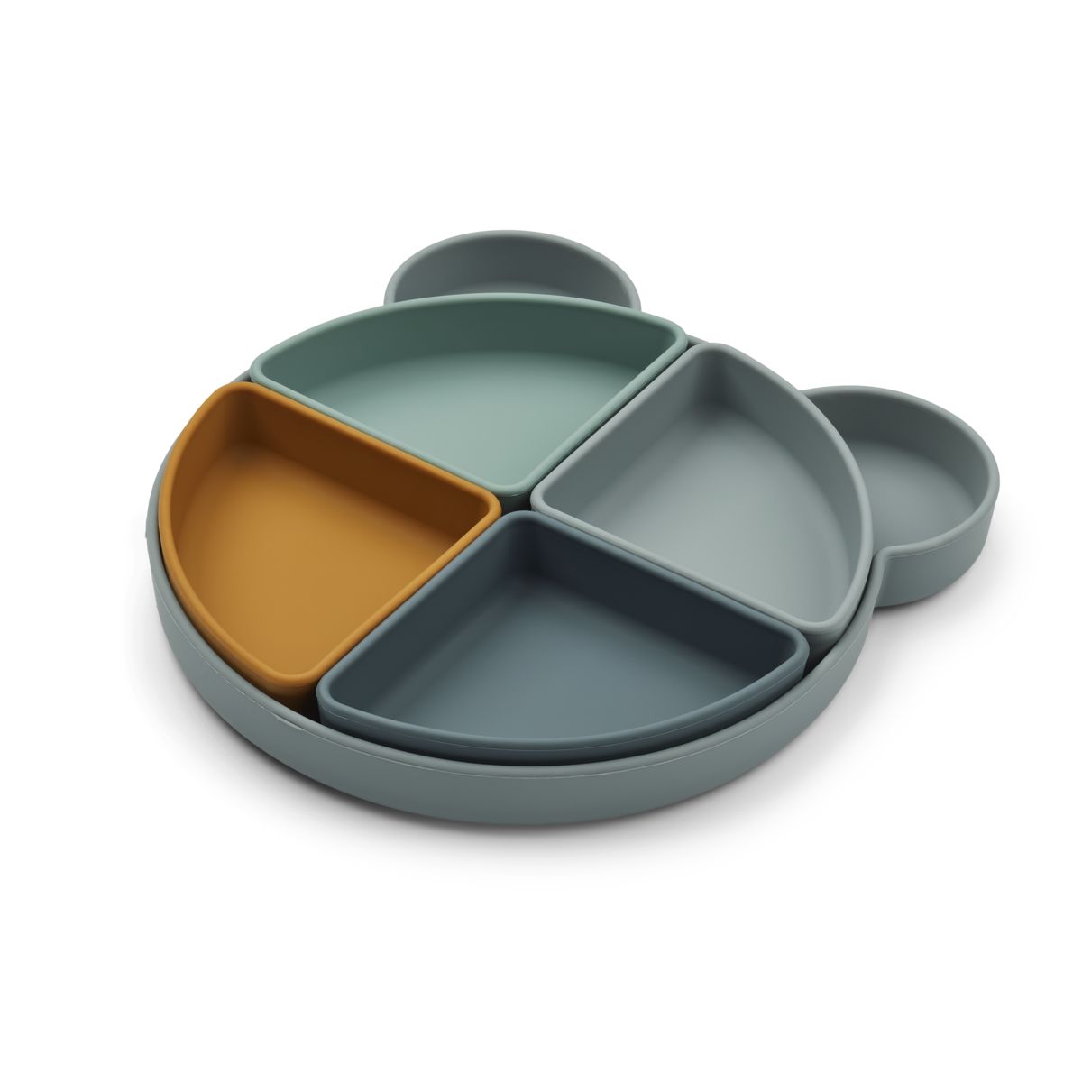 Liewood Assiette à compartiment Arne - Mr bear blue fog multi mix - Assiettes