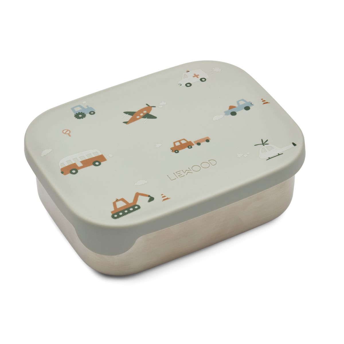 Liewood ARTHUR Steel Lunchbox - Vehicles/dove blue mix - LUNCHBOX