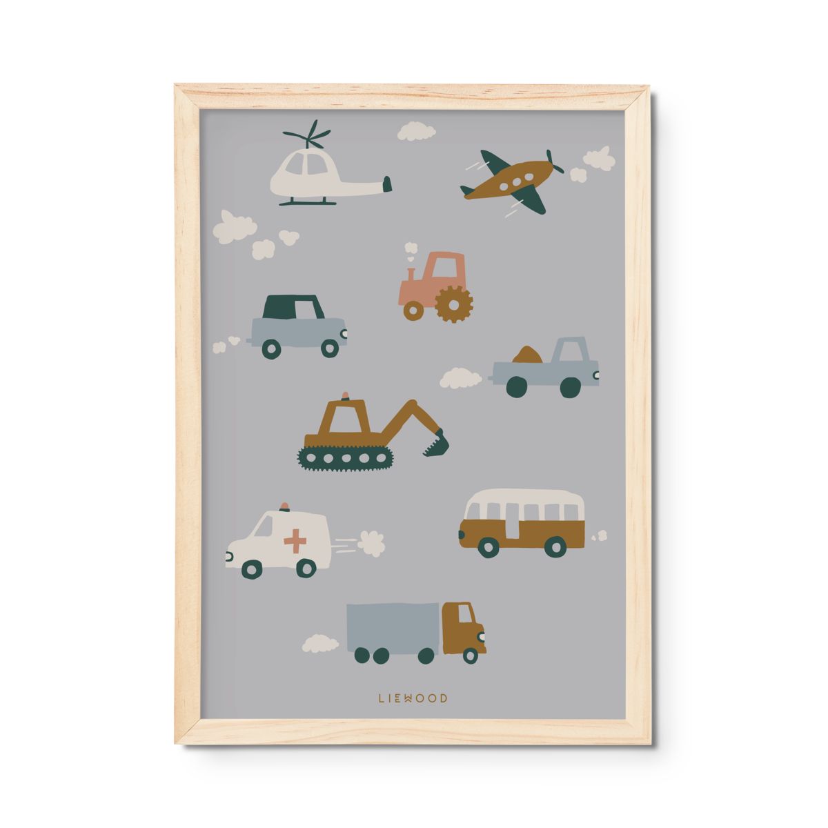 Liewood Affiche Beverly - Vehicles / Dove blue - Affiche