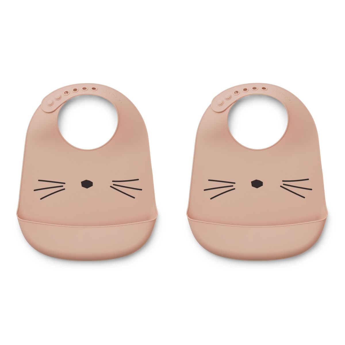 Liewood Lot de 2 bavoirs en silicone Tilda - Cat rose - Bavoir