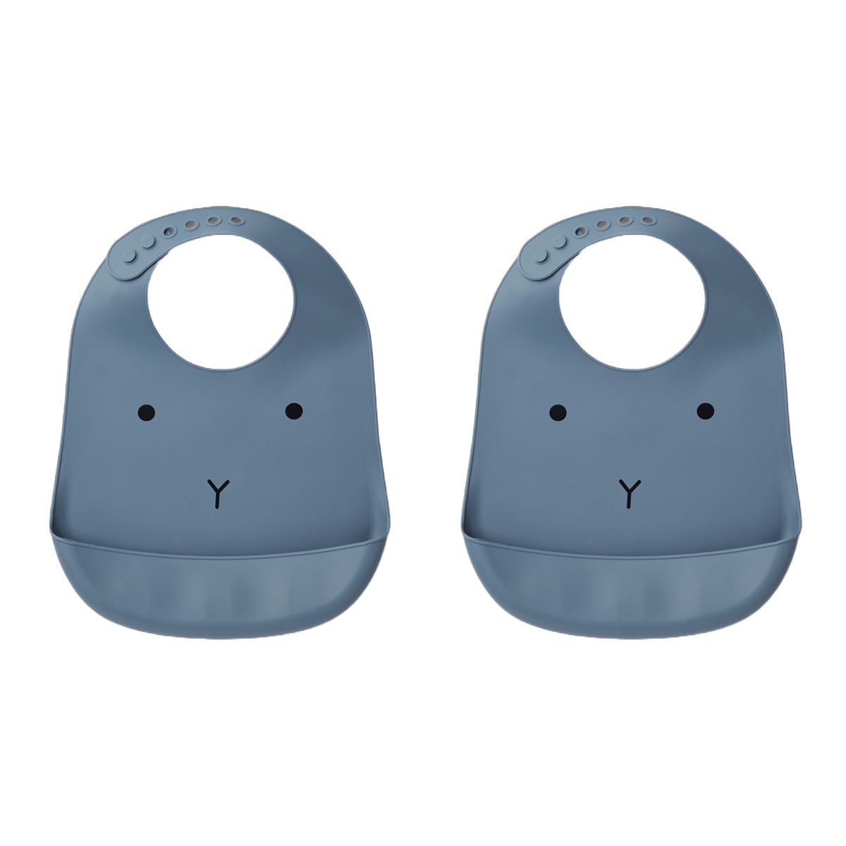 Liewood Lot de 2 bavoirs en silicone Tilda - Rabbit blue wave - Bavoir
