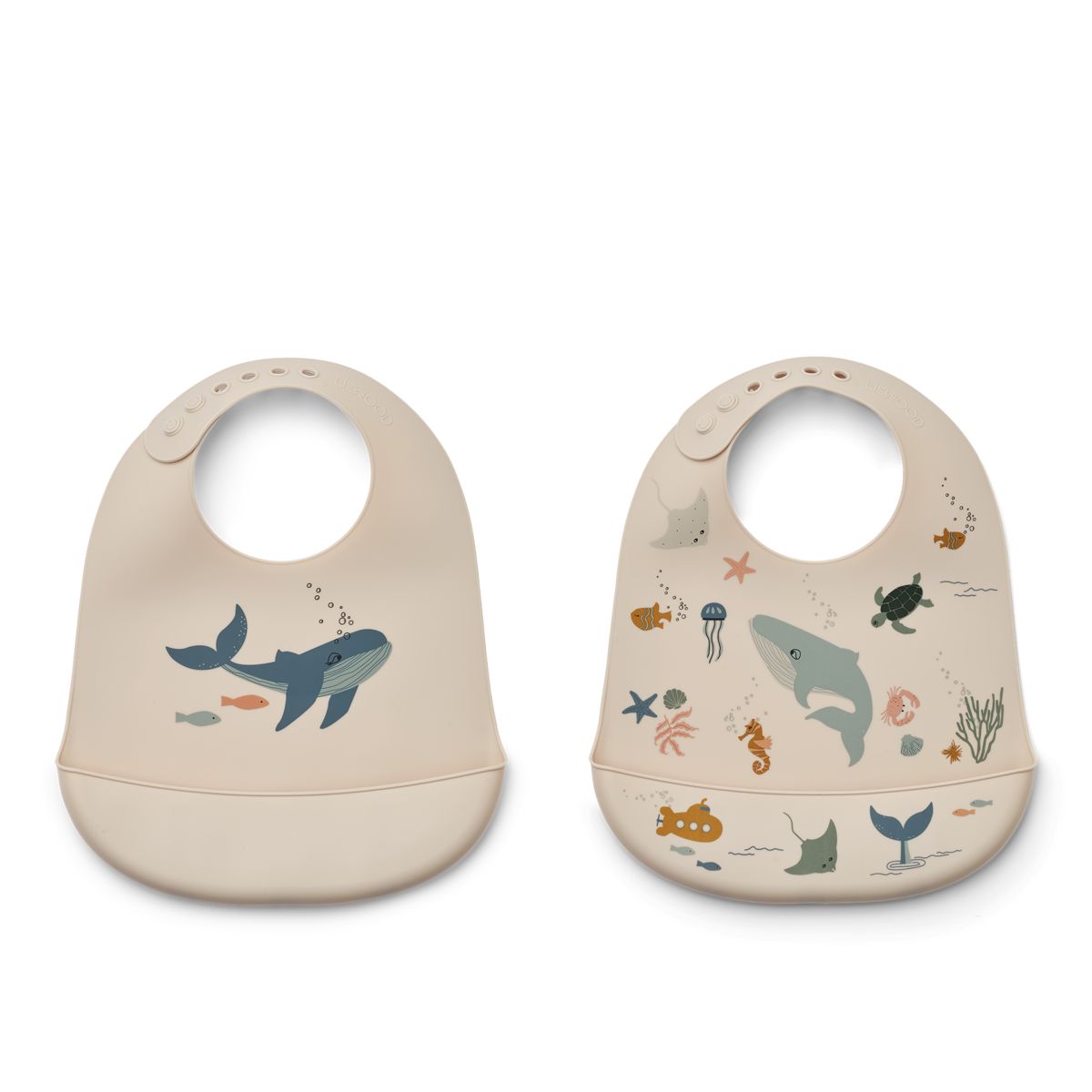 Liewood Lot de 2 bavoirs en silicone Tilda - Sea creature / Sandy - Bavoir