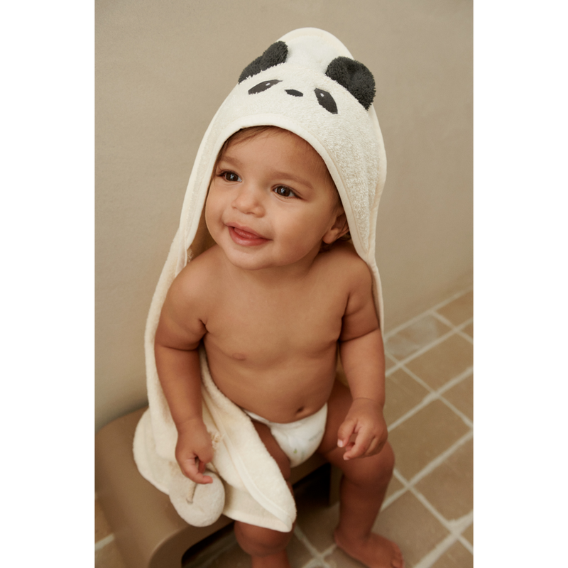 Liewood Serviette bébé à capuche Albert - Panda creme de la creme - Serviettes / Gants de toilettes