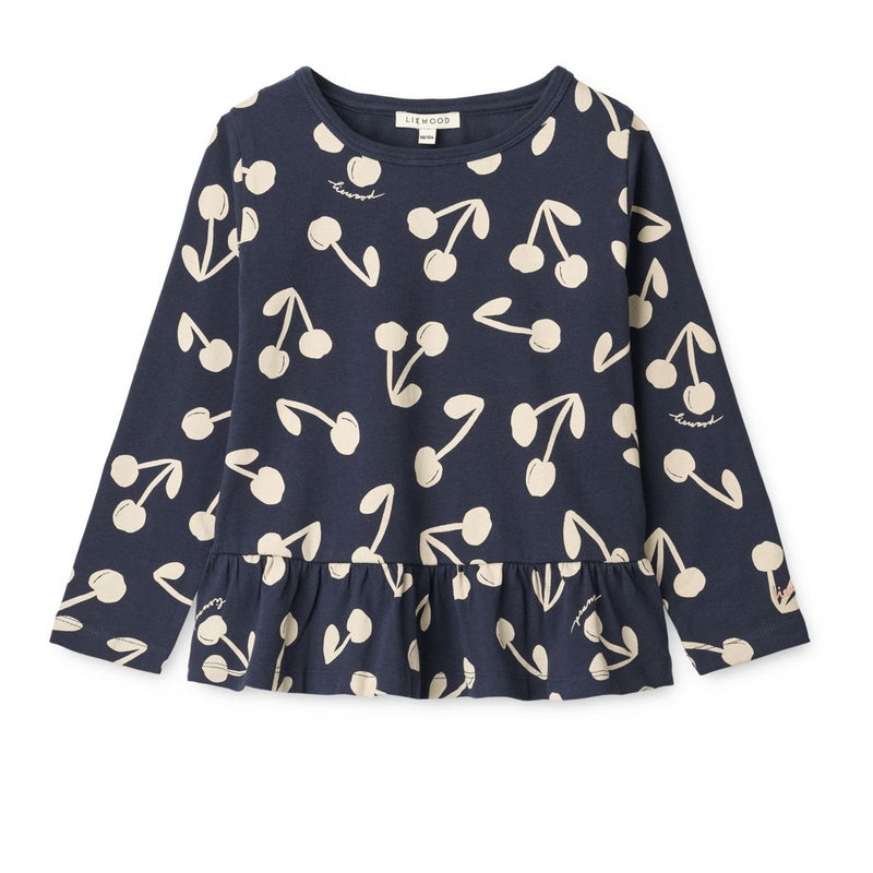 Liewood Margit Printed Longsleeve T-shirt - Cherry blossom / Classic navy - T-shirt