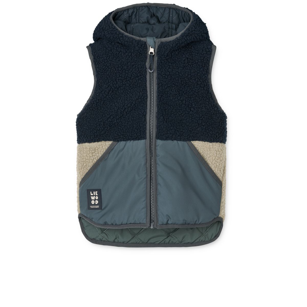 Liewood Diana Reversible Pile Vest - Whale blue multi mix - VEST