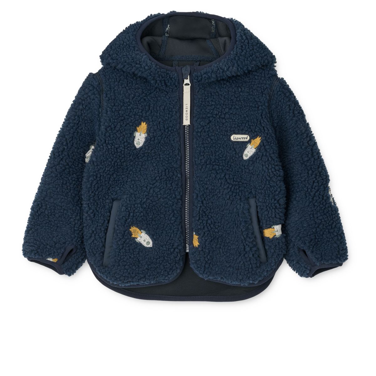 Liewood Mara Pile Jacket with ears - Rocket / Classic navy / Embroidery - JACKET