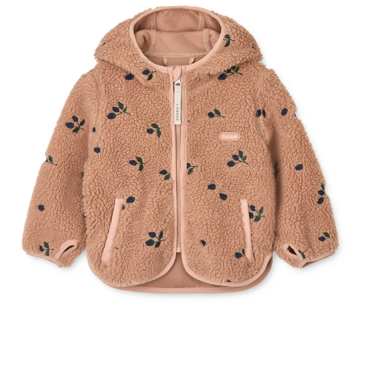 Liewood Mara Pile Jacket with ears - Berry / Pale tuscany / Embroidery - JACKET