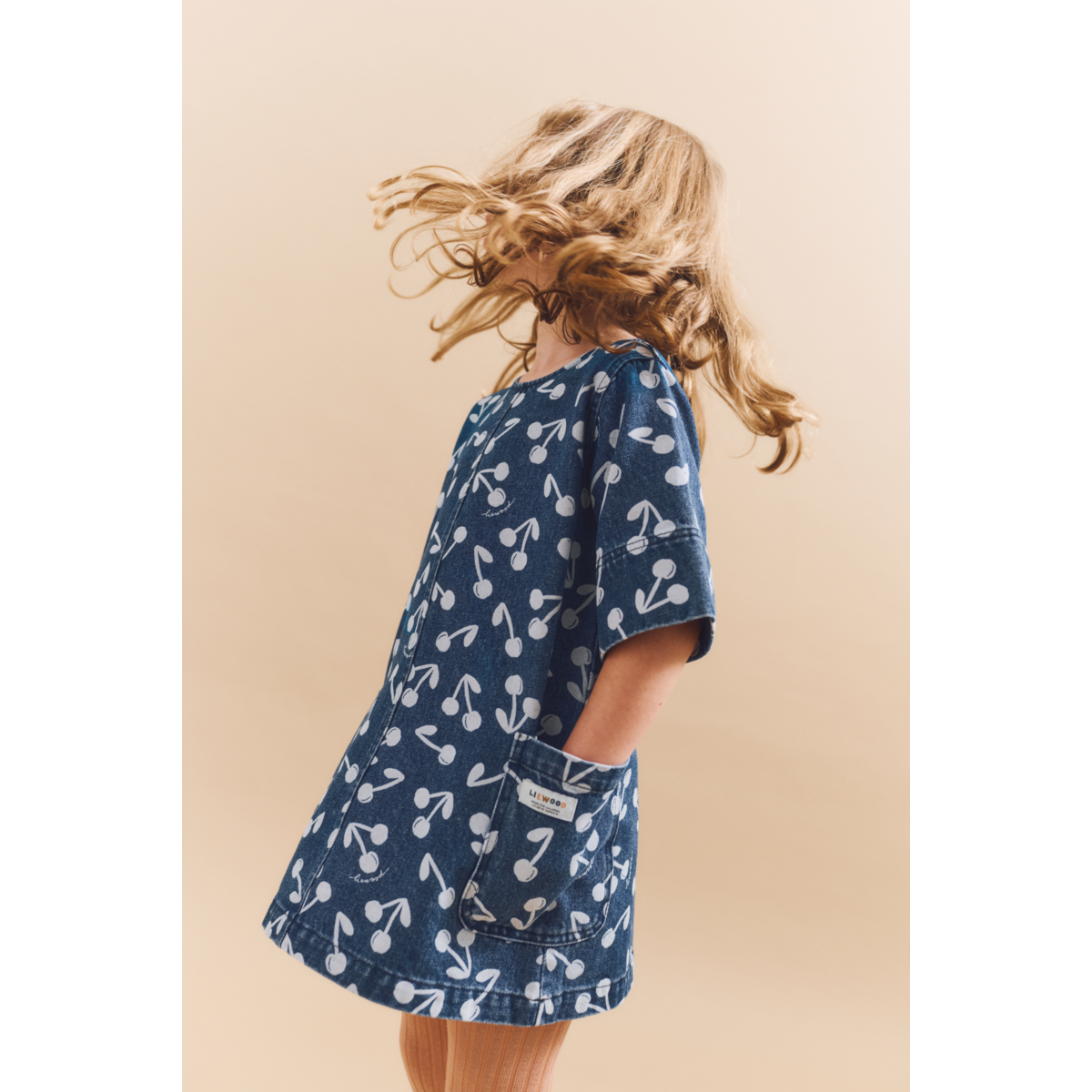 Liewood Robe en Jean à Imprimé ANGELICA - Cherry blossom / Medium blue denim - Robe