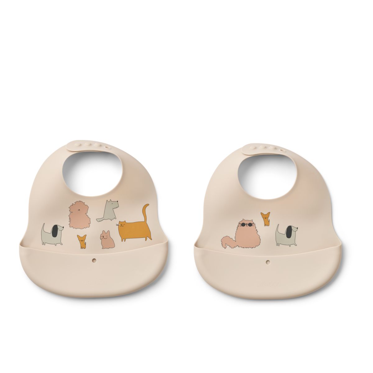 Liewood Bavoirs à Imprimé EMBER, Lot de 2 - Cats and Dogs / Sandy - Bavoir