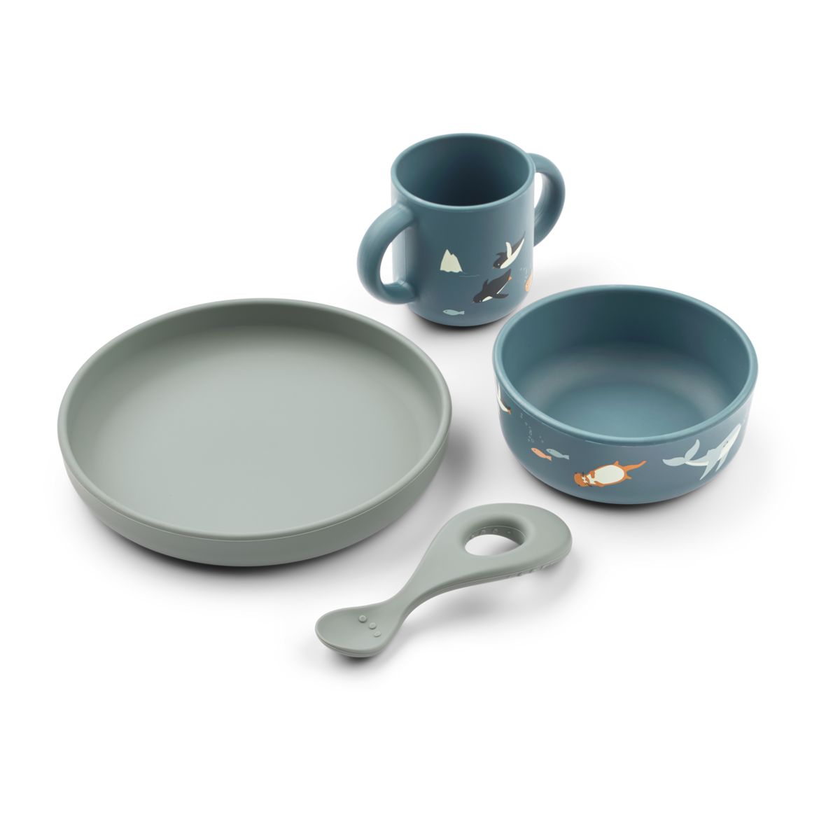 Liewood Set de Vaisselle en Silicone VIVI - Arctic Sea / Ocean view - Ensemble de vaisselle