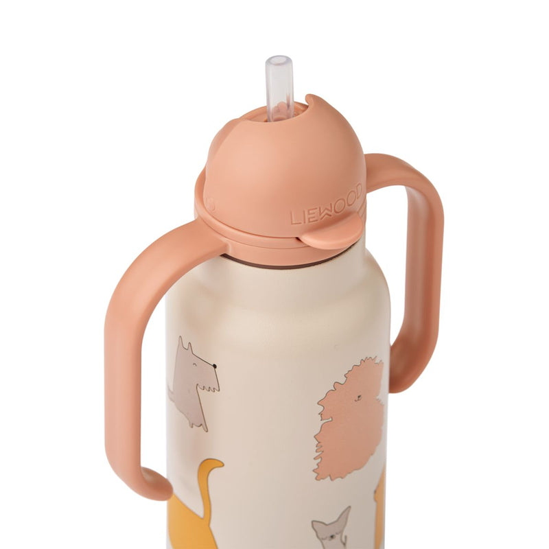Liewood Bouteille à Imprimé KIMMIE 250 ml - Cats and Dogs / Sandy - Goude eau
