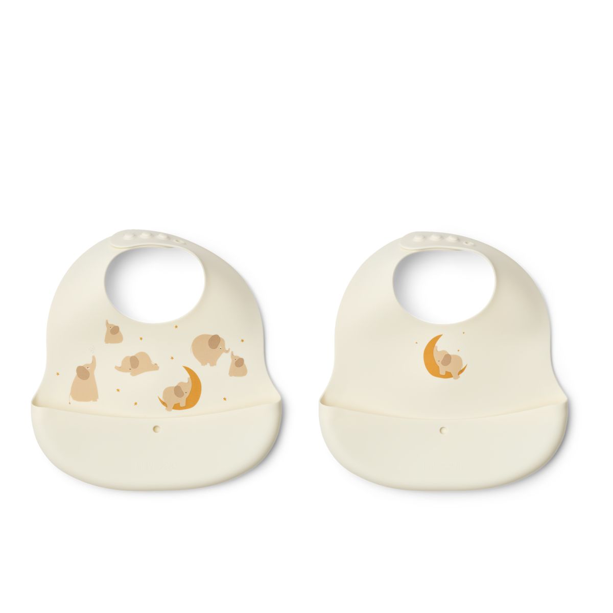 Liewood Bavoirs à Imprimé EMBER, Lot de 2 - Elephant / Creme de la creme - Bavoir