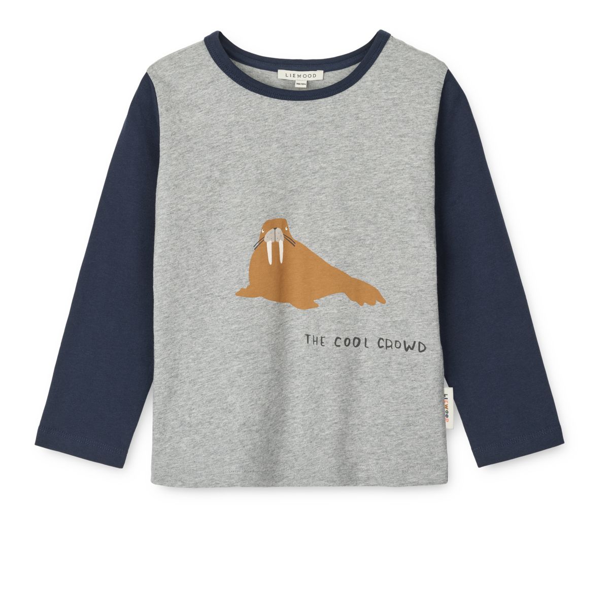 Liewood T-shirt à Manches Longues APIA - Walrus / Grey melange / Classic navy - T-shirt