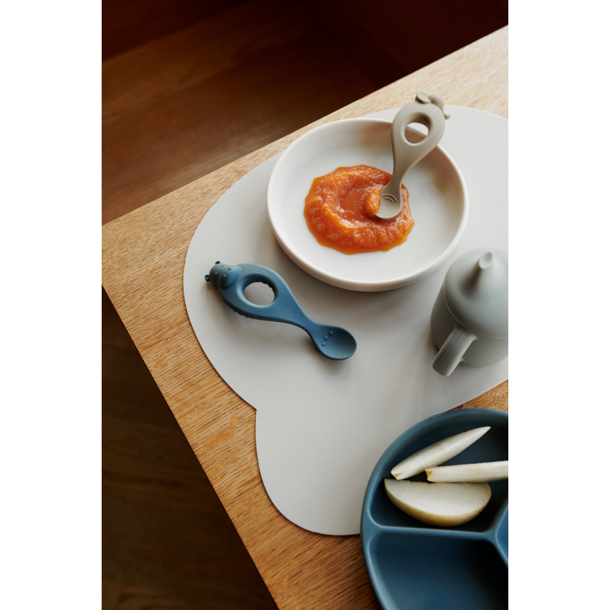 Liewood Lot de 2 assiettes à compartiment Stacy - Sea blue / Whale blue - Assiettes