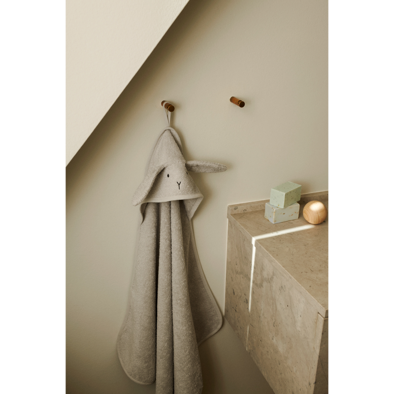 Liewood Serviette bébé à capuche Albert - Rabbit dumbo grey - Serviettes / Gants de toilettes