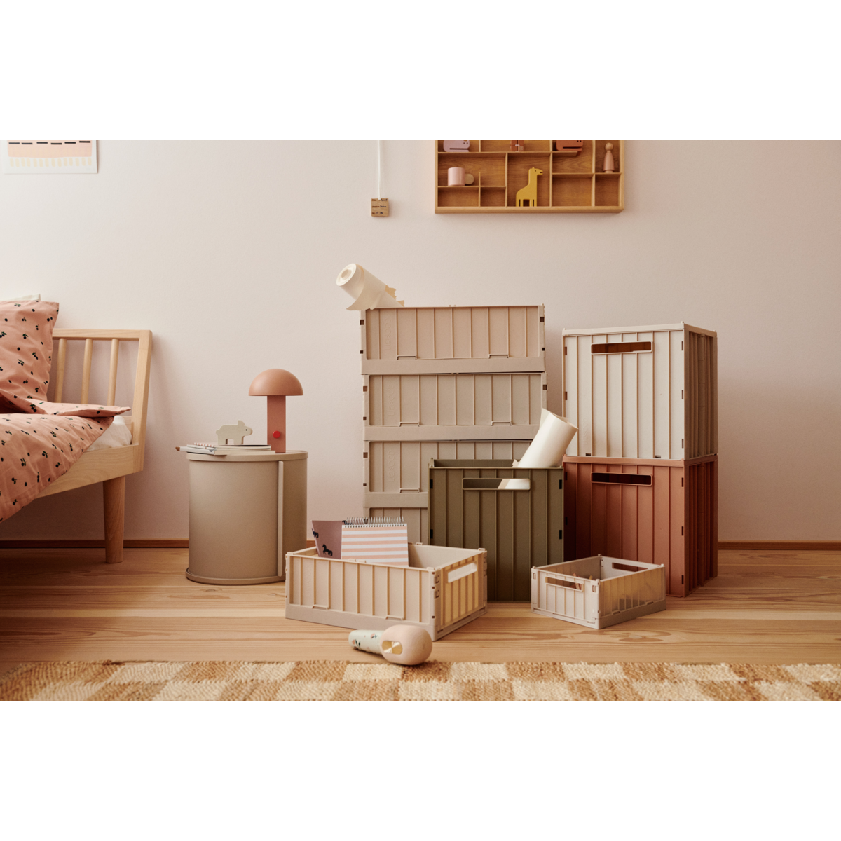 Liewood Boîte de Rangement avec Couvercle ELIJAH - Oat - Boîtes de rangement