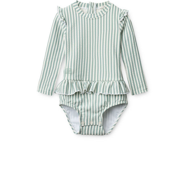 Liewood Maillot de bain bébé en tissu gaufré SILLE - Y/D stripe Peppermint / Creme de la creme - Maillot de bain