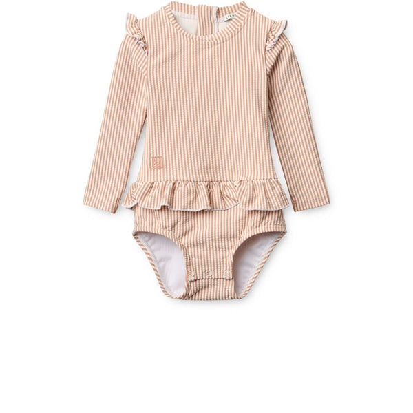 Liewood Maillot de bain bébé en tissu gaufré SILLE - Y/D stripe Pale tuscany / Creme de la creme - Maillot de bain