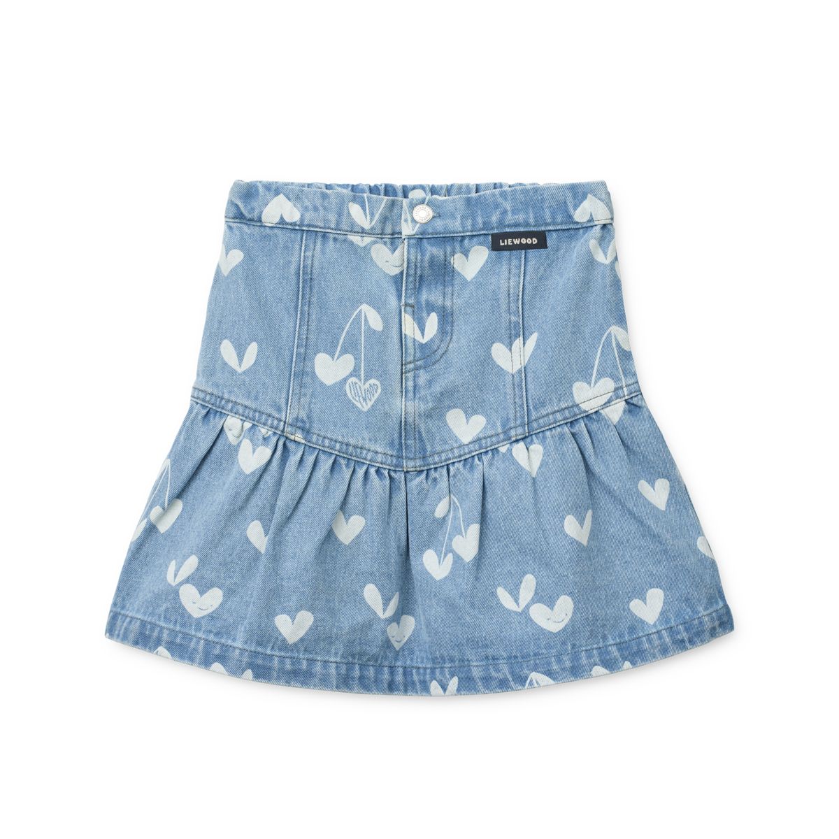 Liewood Dayla Printed Denim Skirt - Sweethearts / light blue denim - SKIRT