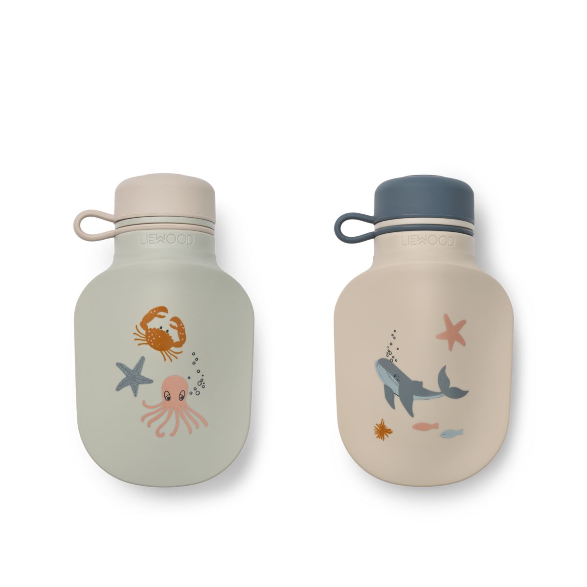 Liewood Lot de 2 bouteilles de smoothie Lizzie - Sea creature / Sandy - Bouteilles á smoothie