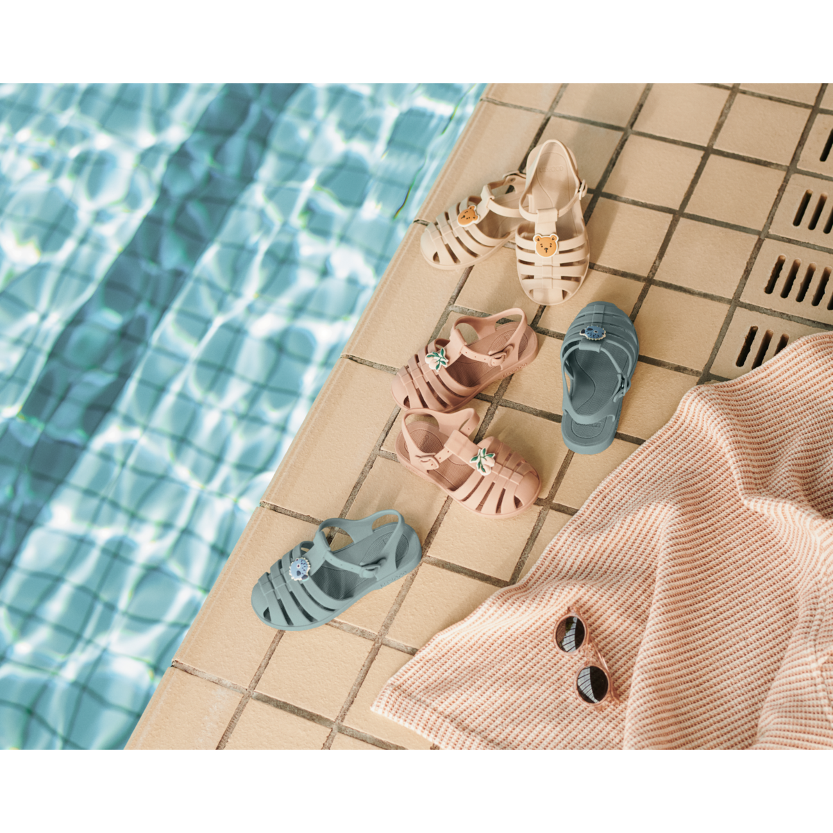 Liewood Bre Beach Sandals with Charms - Bear / sandy - BEACH SANDALS