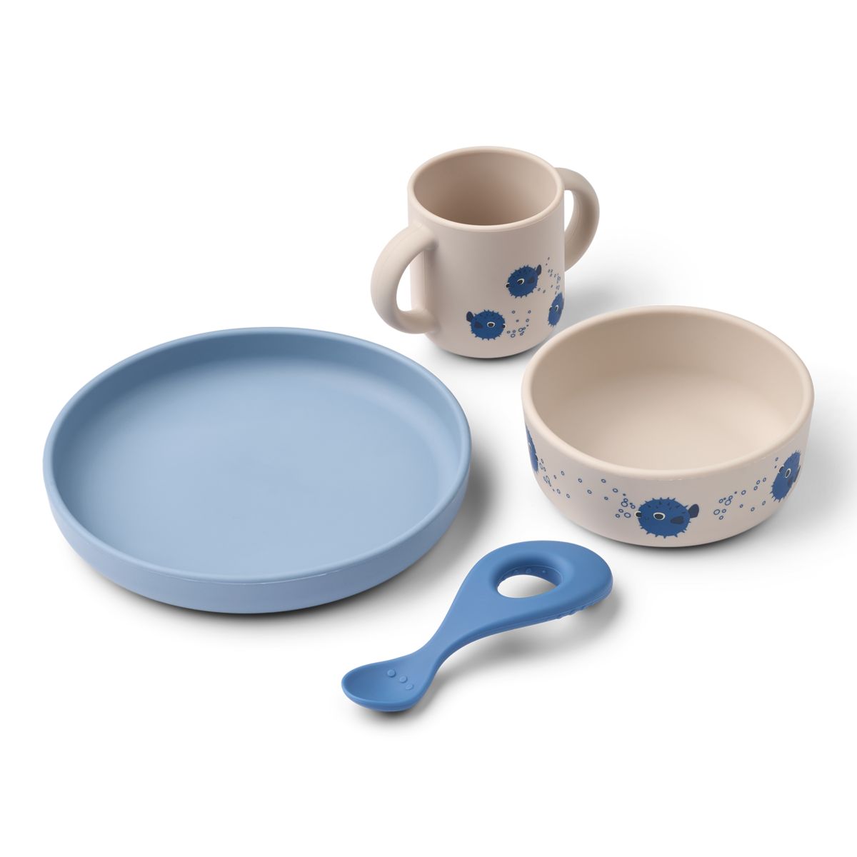 Set de Vaisselle en Silicone VIVI - Pufferfish / Sandy
